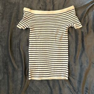 Ann Taylor Black and White Striped Knit Top